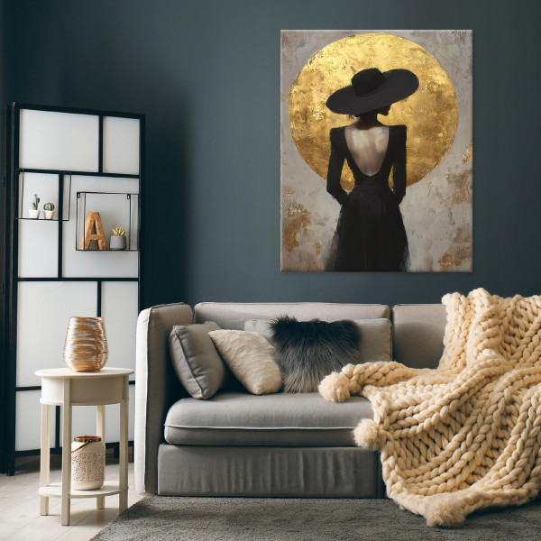 Obraz Kobieta W Kapeluszu Loft Do Sypialni Salonu Na Płótnie 60X40
