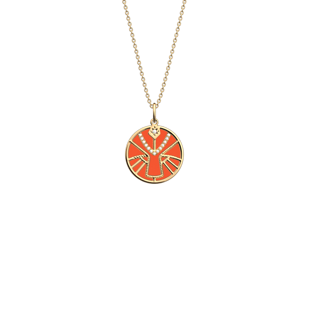 Collier Lion, cuir réversible Cuivre / Mango