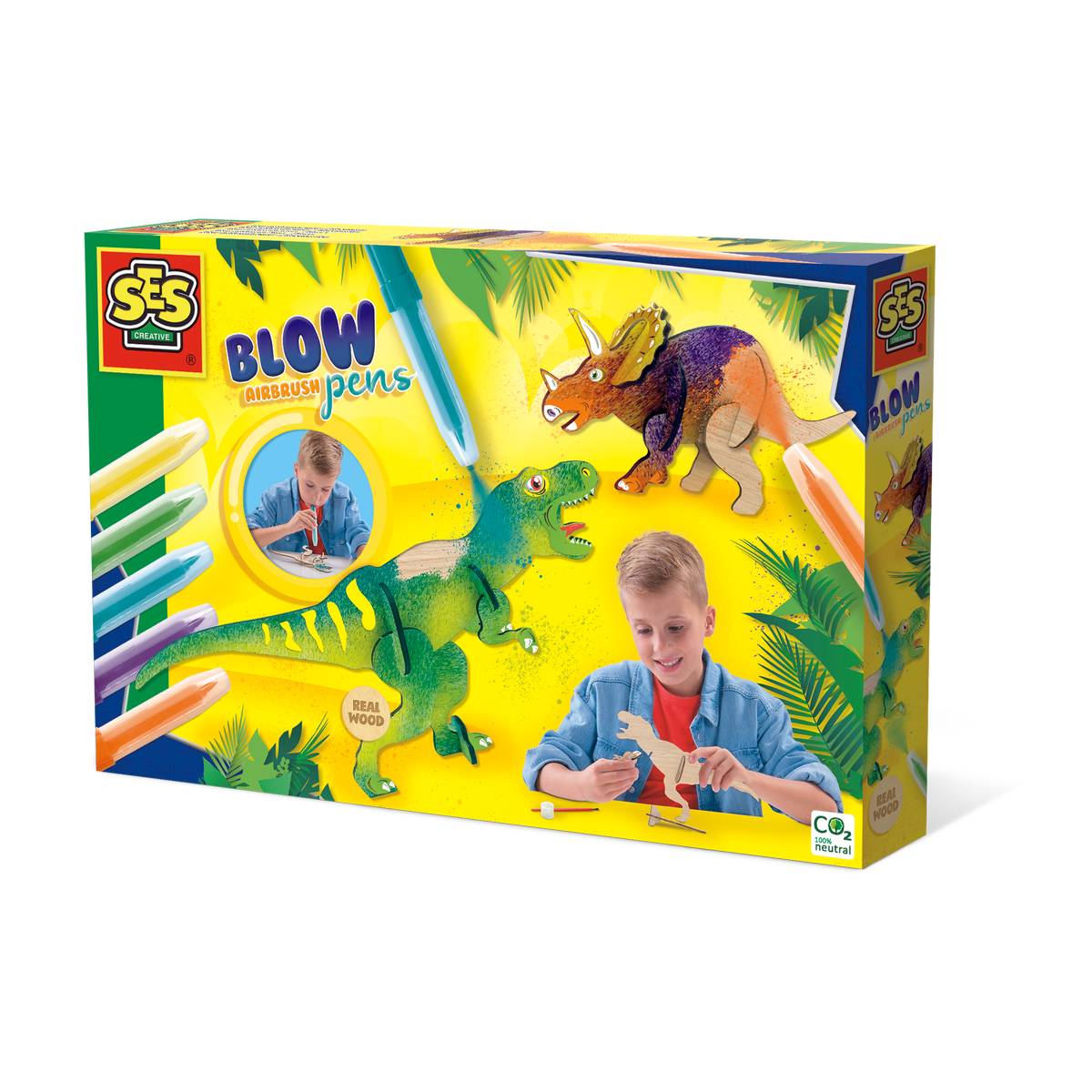 SES Creative Blow Airbrush Pens Dinosaur Set