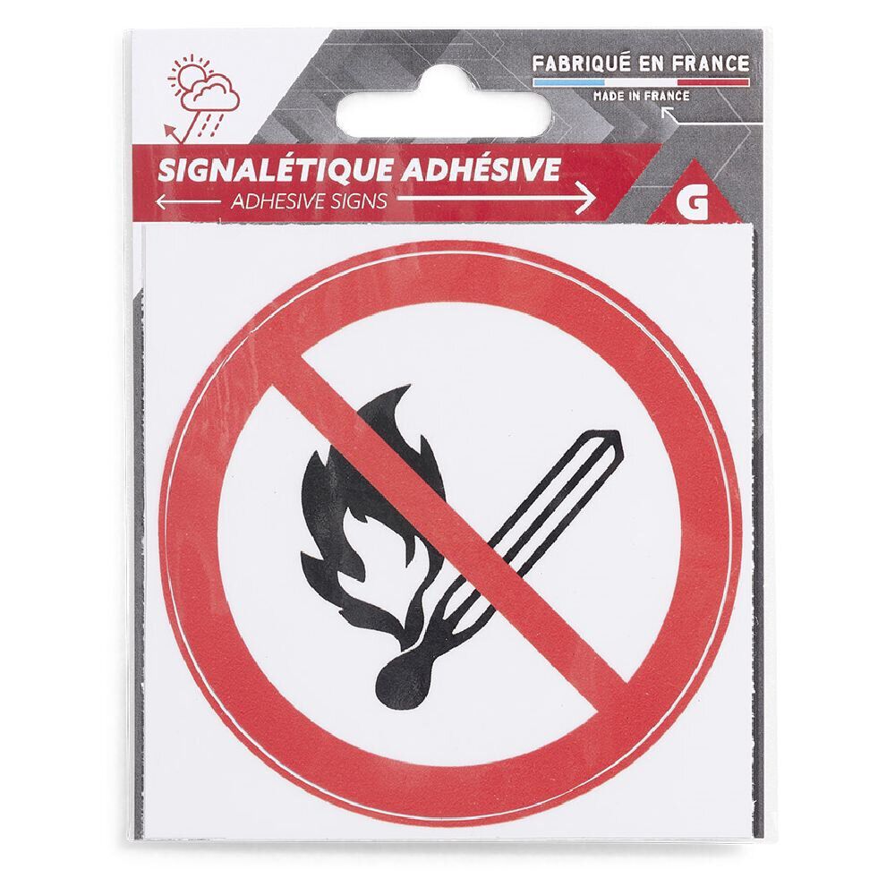 Signalétique adhésive "Flamme interdite" Ø8cm