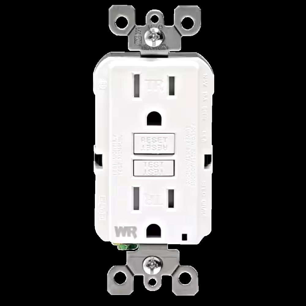 Leviton GFWT1-762 Weather/Tamper-Resistant SmartlockPro GFCI Receptacle/Outlet with Wall Plate, White