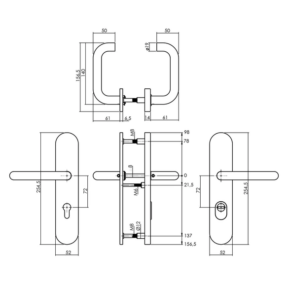 Schutzbeschlag, Kernziehschutz PZ 72 mm oval Drücker/Drücker
