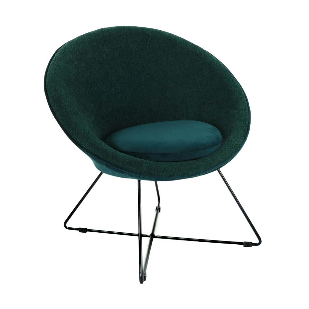 GARBO - Fauteuil en velours vert émeraude