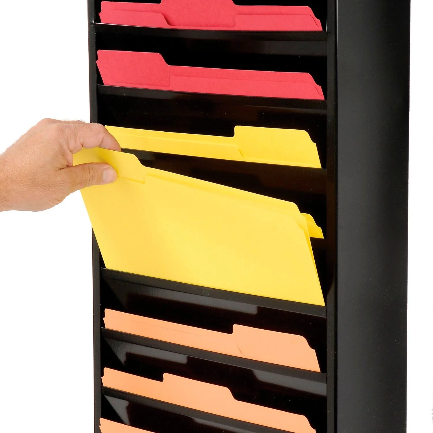Medical Chart Hanging Wall File Holder, 20 Pockets, Black - 4.13L x 13.25W x 58H