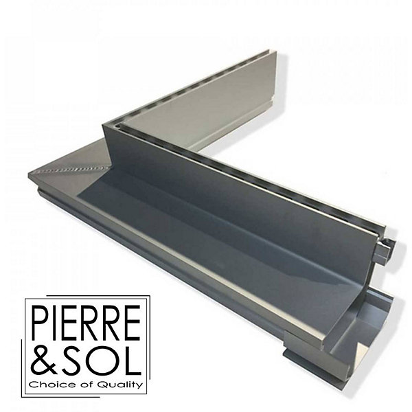 Caniveau d'angle en aluminium SideDrain - L&S - LINE ECO -80 mm Angle intérieur