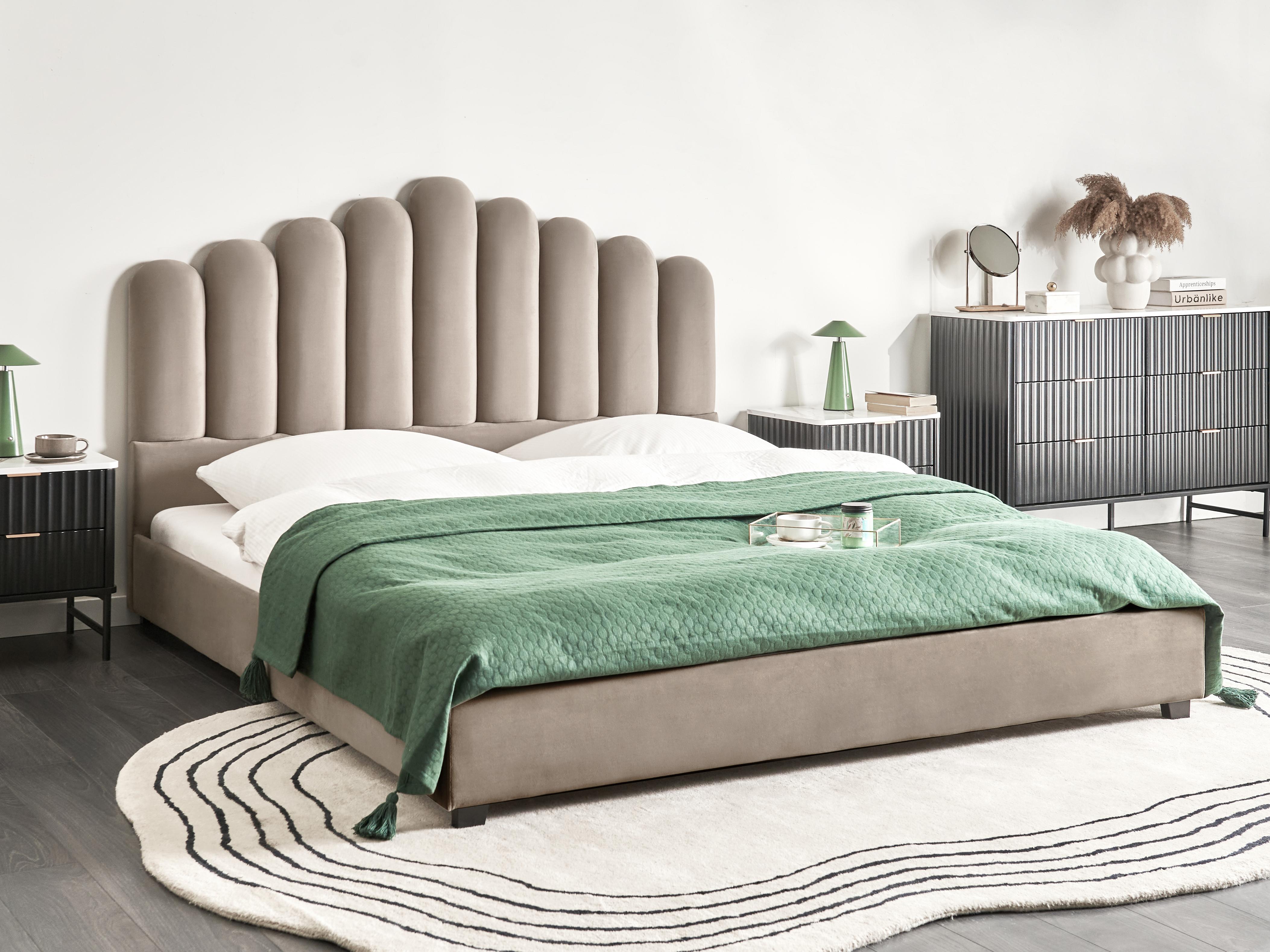 Bed Velvet VINCENNES 180 x 200 cm (EU Super King) Taupe
