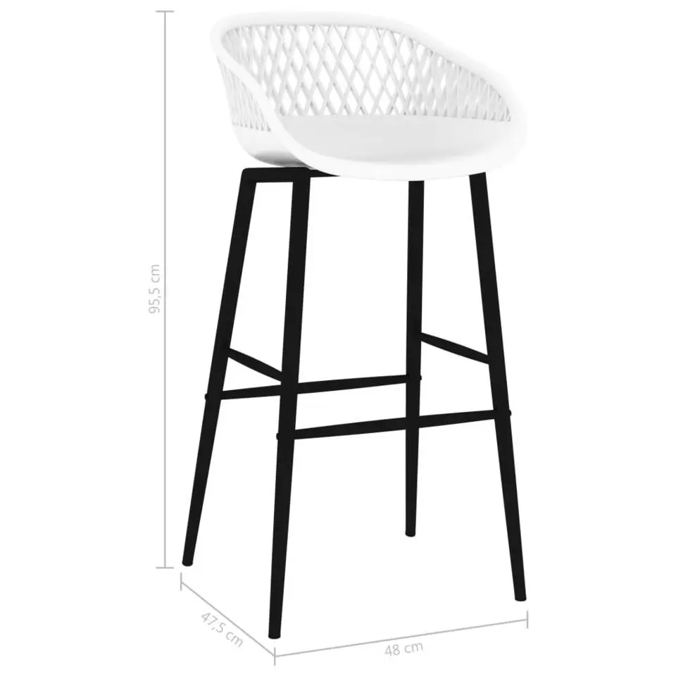 vidaXL Barstoelen met mesh-look rugleuning - 74.5 cm - Wit en zwart - 2 St.