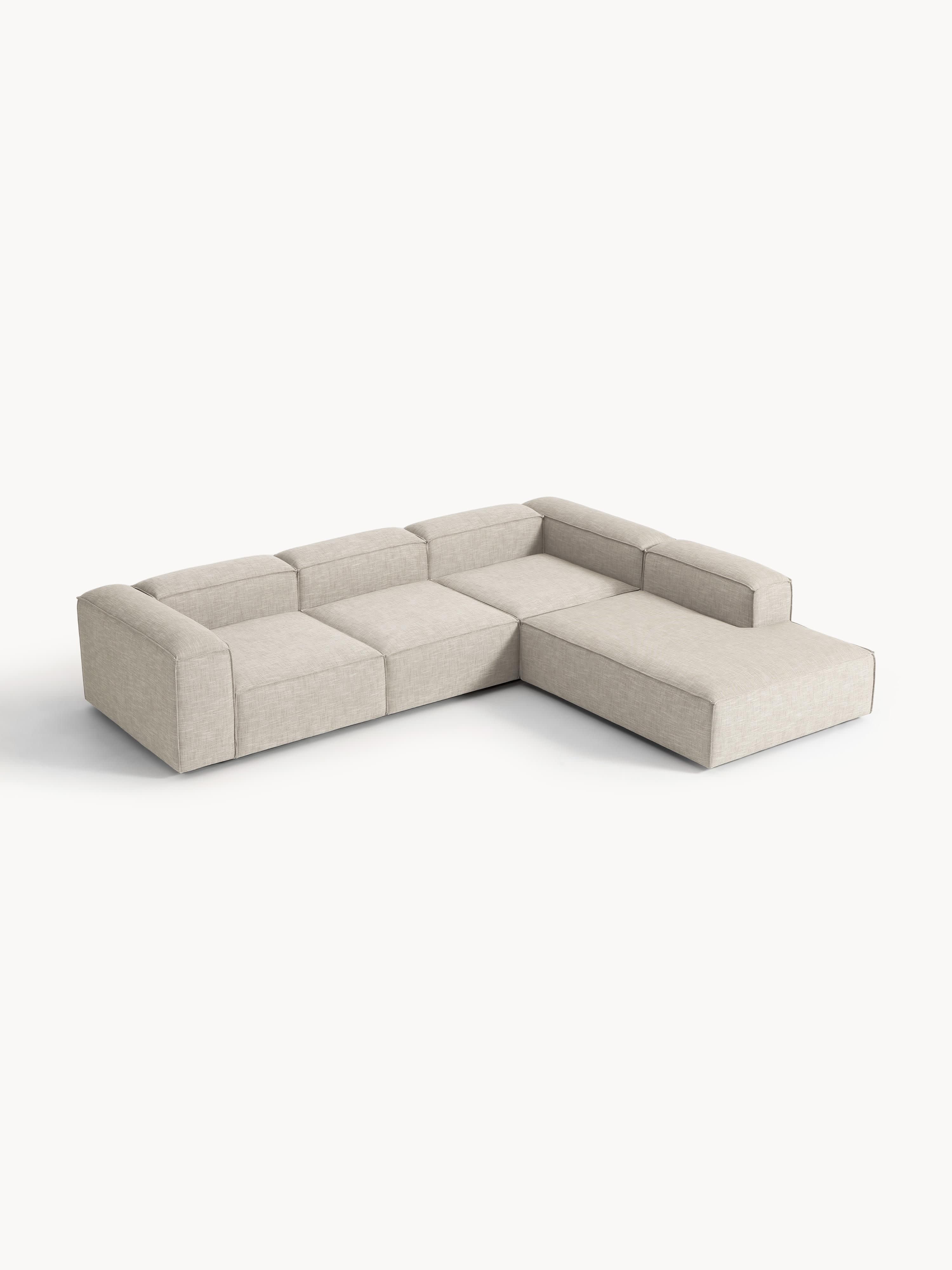 Modulares XL-Ecksofa Lennon (4-Sitzer) aus Leinen-Mix