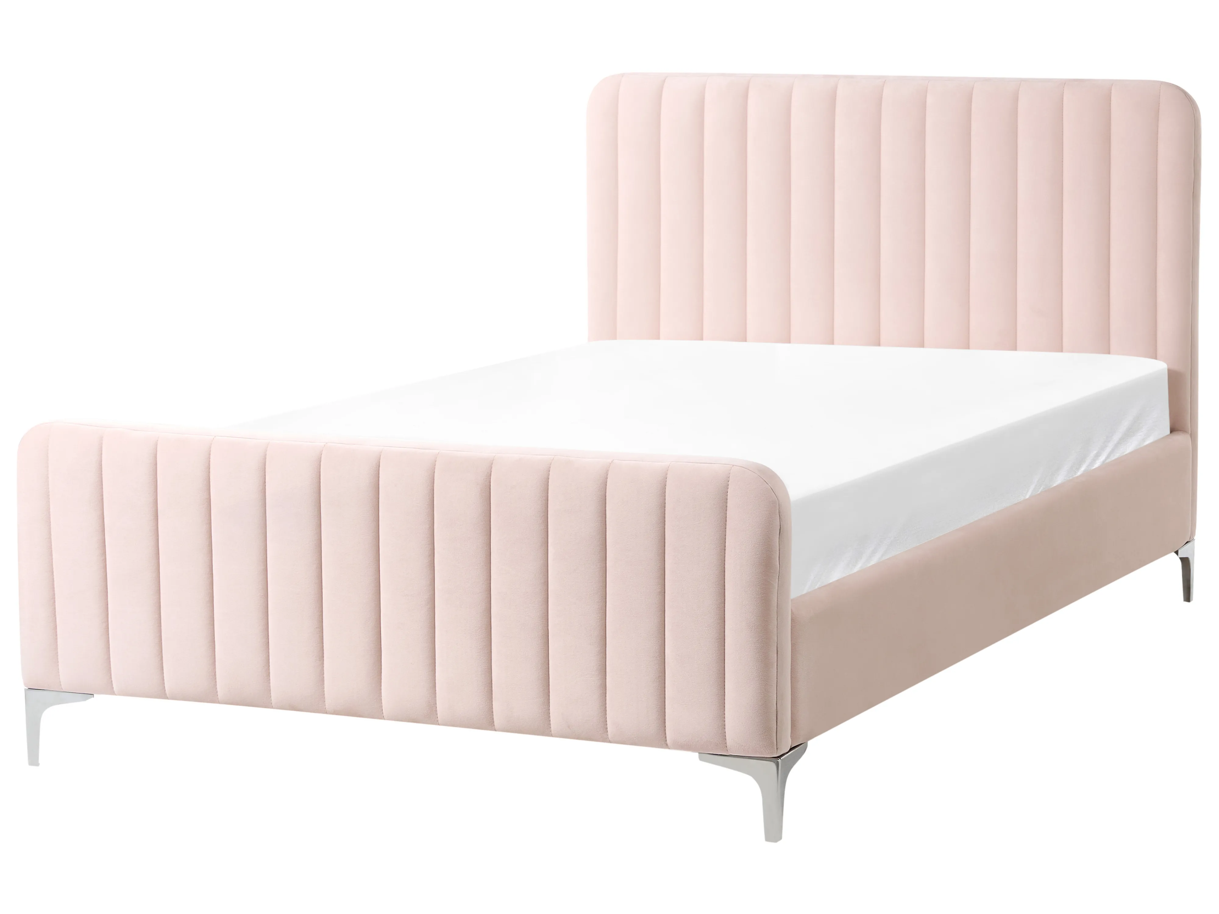 Bed Velvet LUNAN 120 x 200 cm (EU Small Double) Pastel Pink