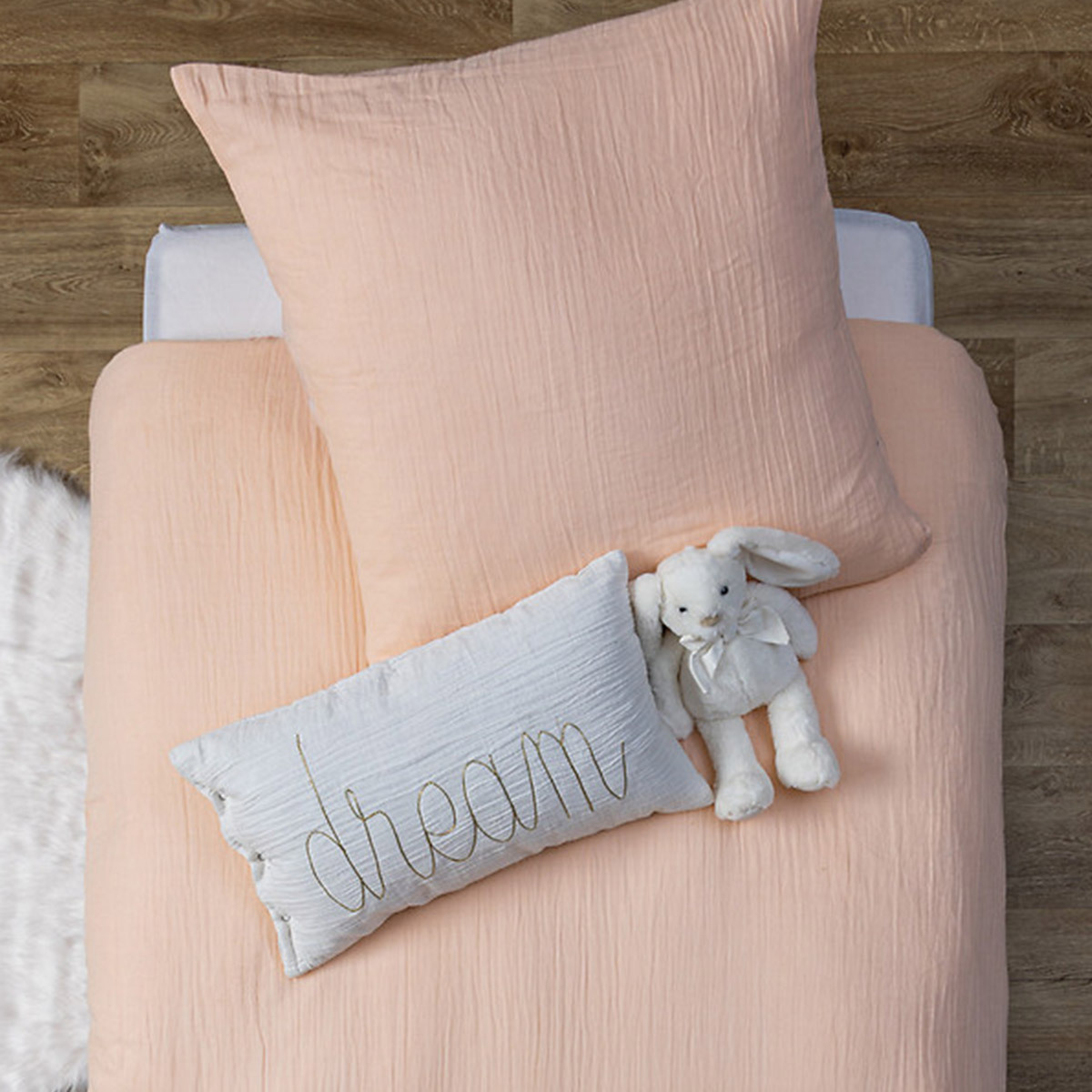 Rectangular cushion "Lili" Cotton gauze, white, 50x30 cm