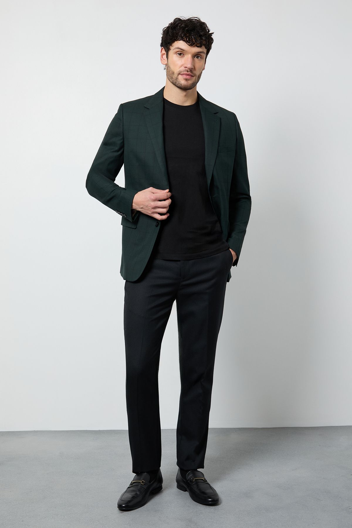 Burton Dark Green Check Tailored Fit Blazer
