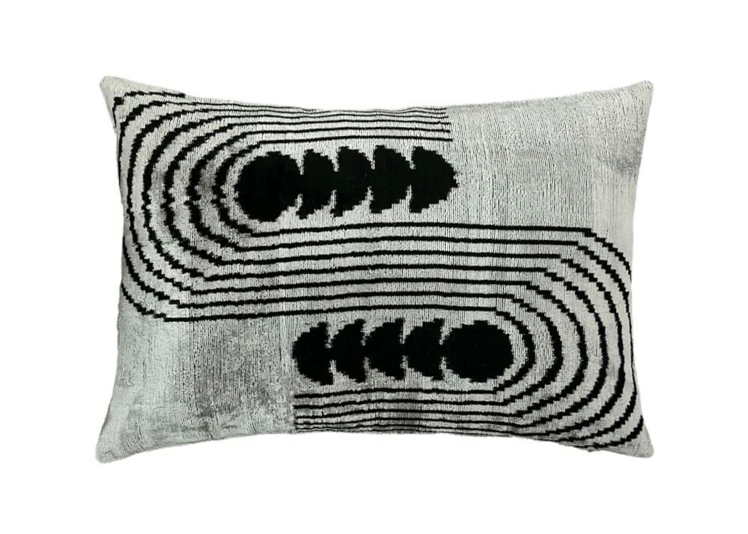 - Housse de coussin velours soie ikat   40x60 gris