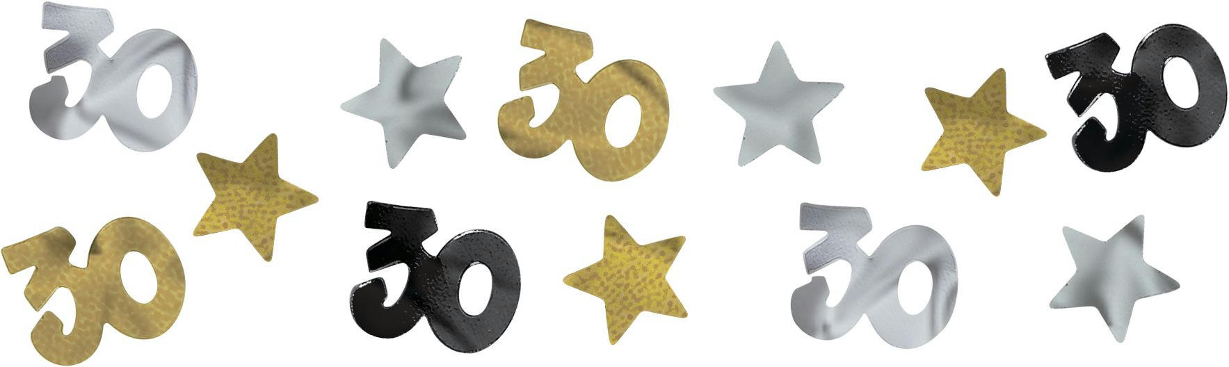 Milestone 30th Birthday Party Confetti, Black/Silver/Gold