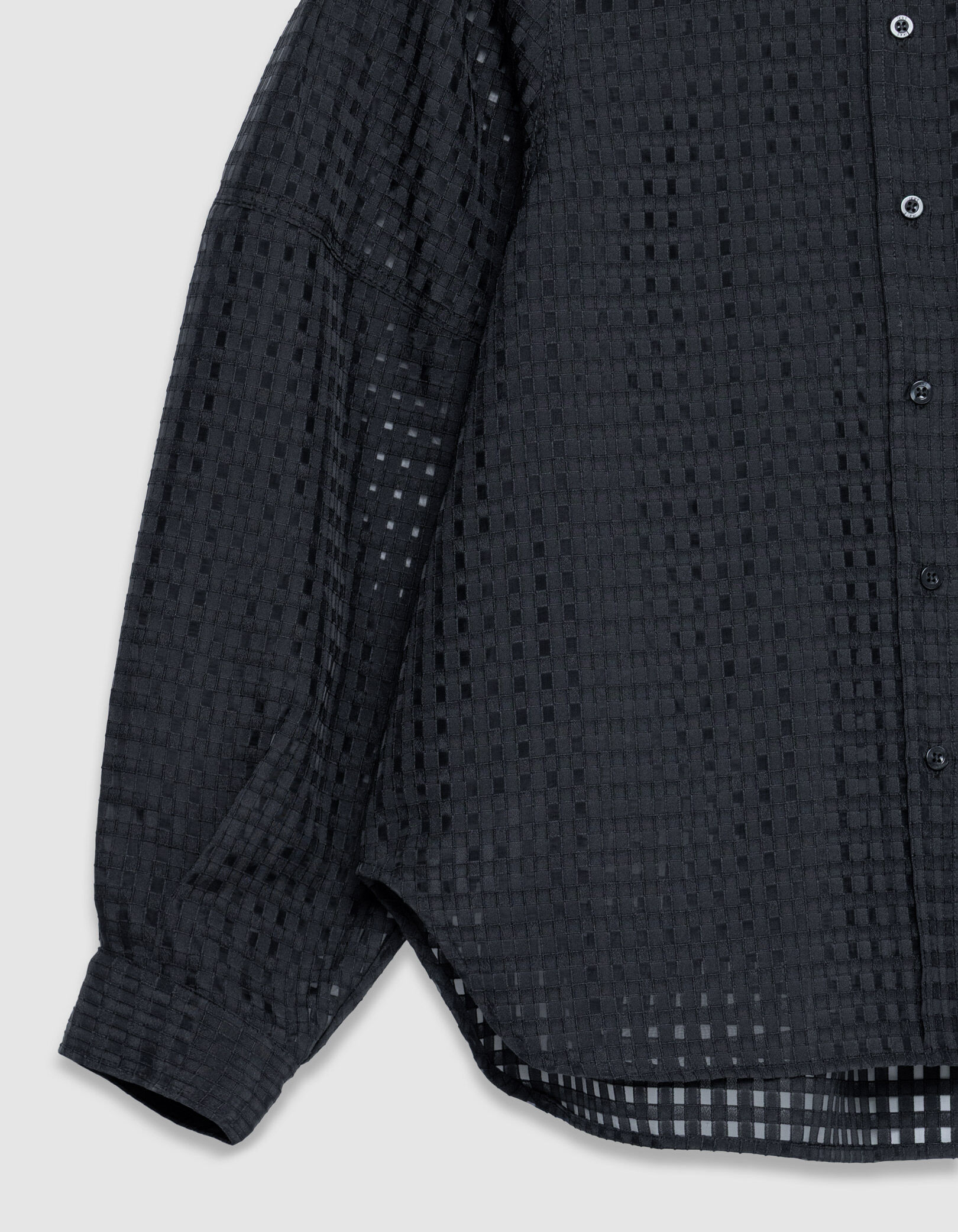 Chemise noire motif carreaux ajourés Femme