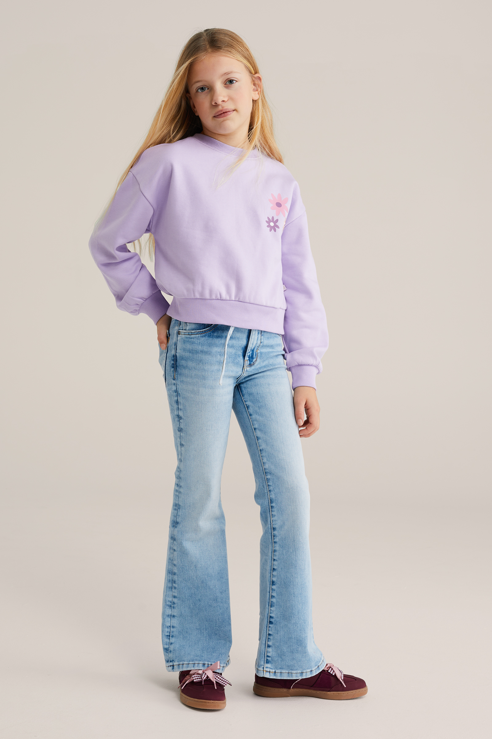 Meisjes flared jeans met riem