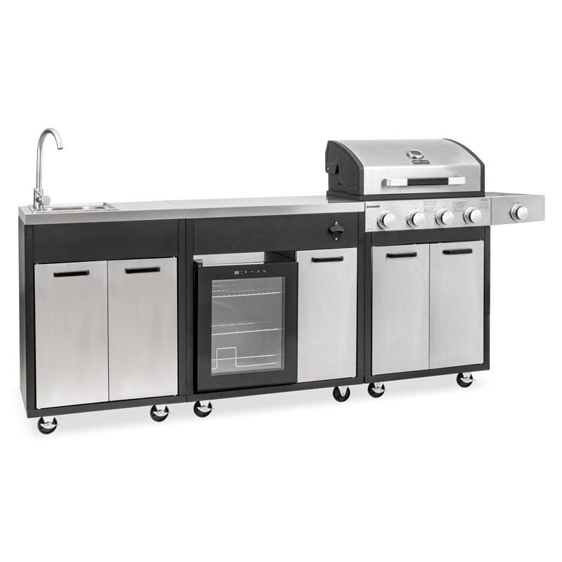 Kuchnia Gazowa Brenner Grill Premium Z Lodówką Szafką Kranem
