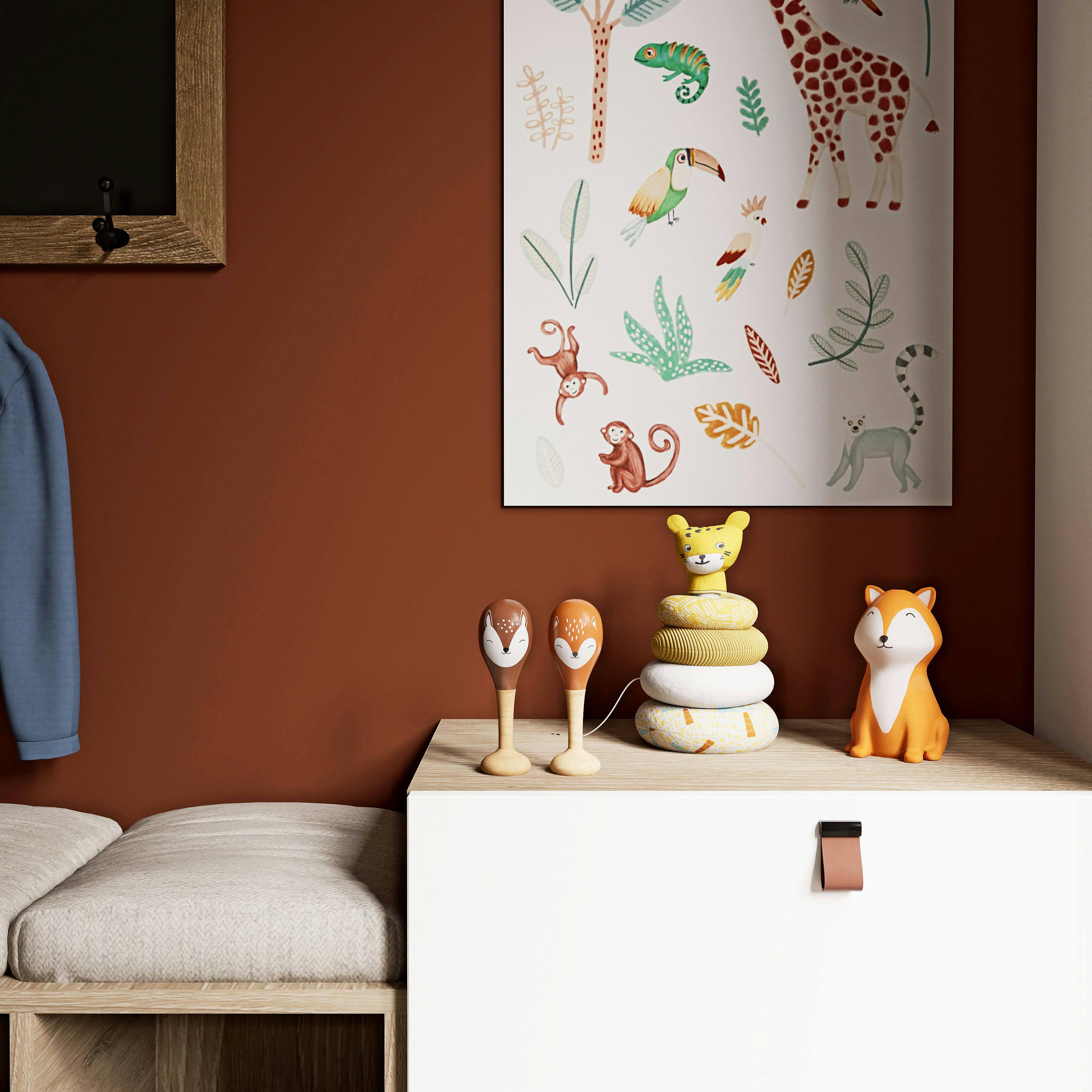 ARDENIA - Patère 5 crochets en bois de manguier et métal noir