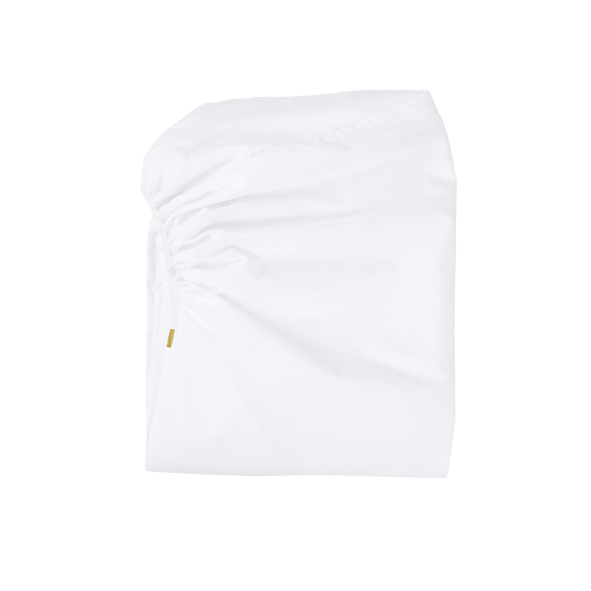 - Drap housse en percale de coton blanc uni 160x200 cm