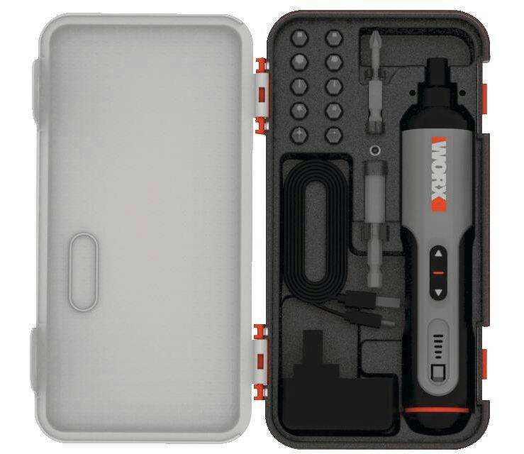 WORX WX240L 4V Lithium-Ion Cordless 3-Speed Screwdriver with USB Charging Cable & Bits, 1/4-in