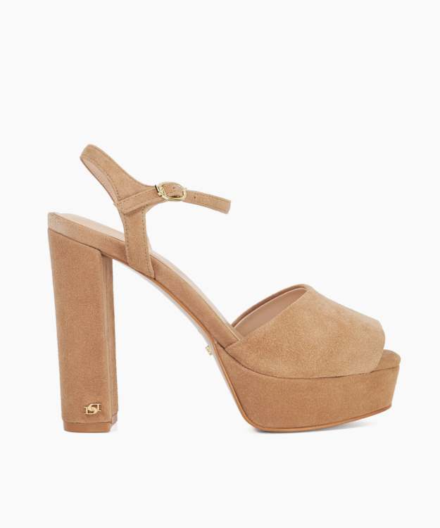 Mayci Camel - Suede Platform Open Toe Sandals