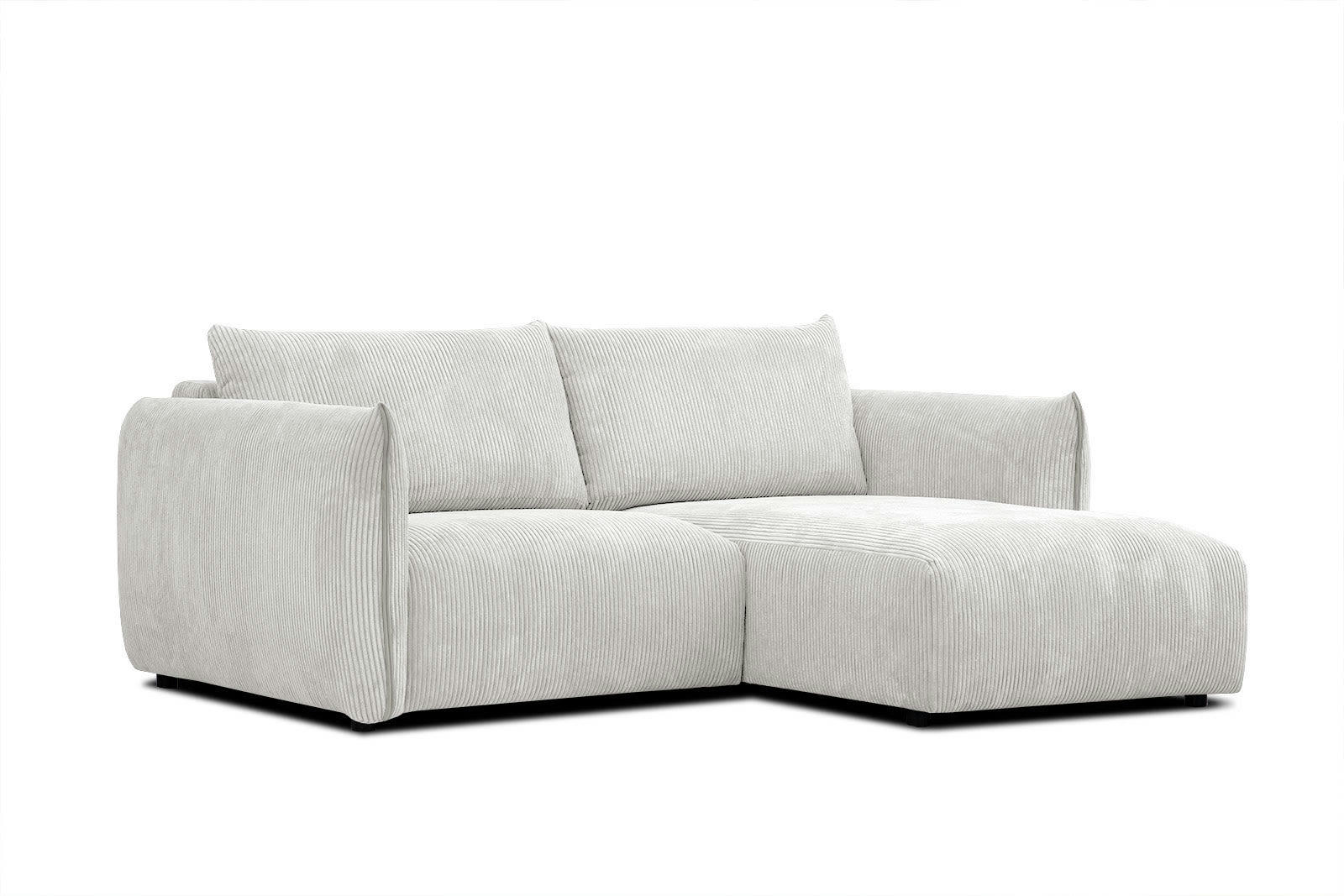 TAUER - Canapé d'angle droit 3 places tissu beige