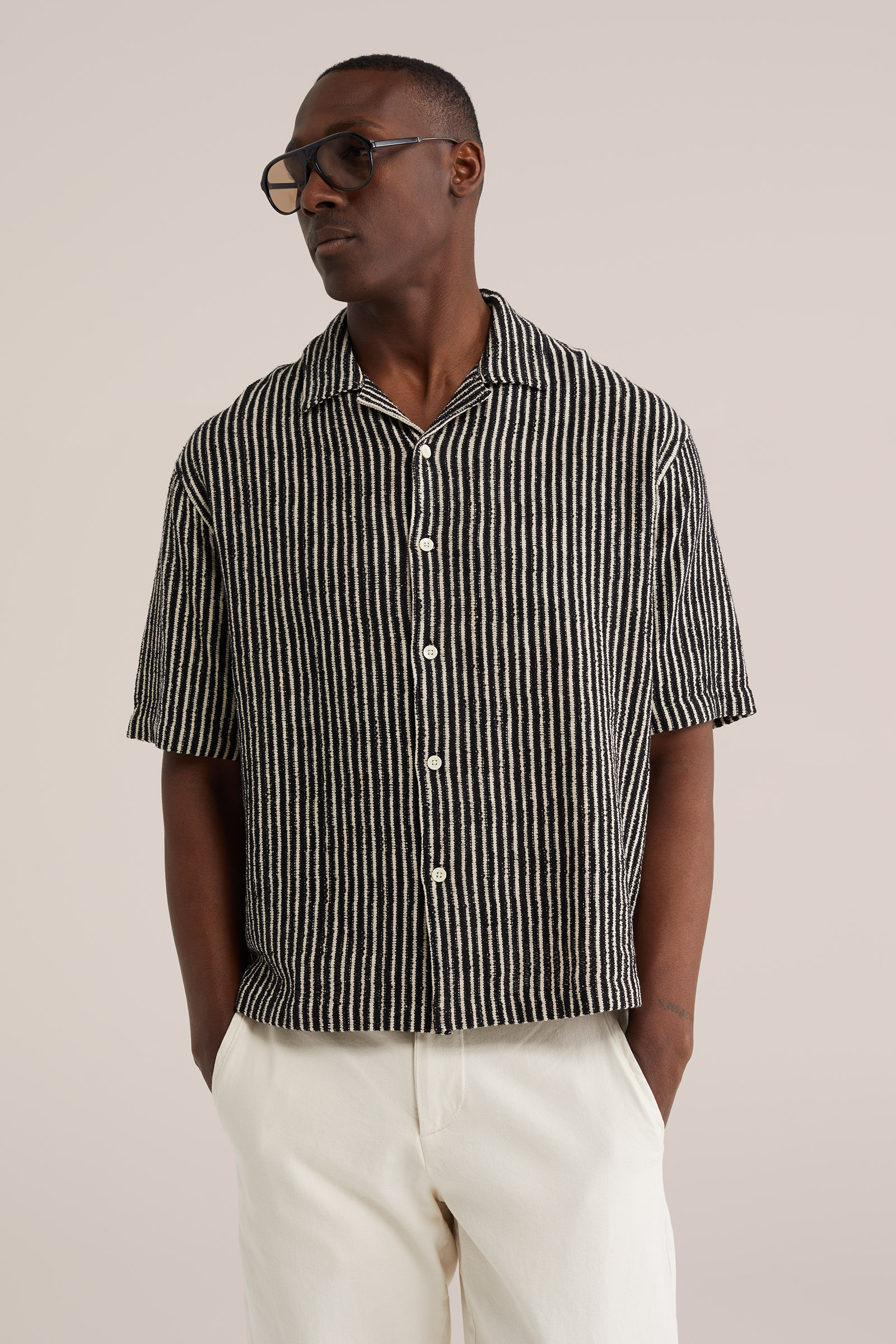 Heren relaxed fit overhemd met open structuur