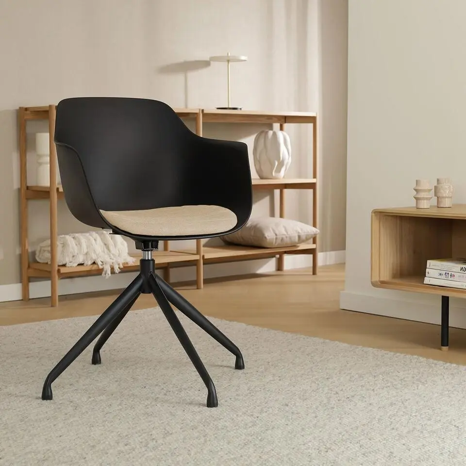 Nolon Nola-Liz Eetkamerstoel Zwart met Nougatbruin Zitkussen Zwart Onderstel