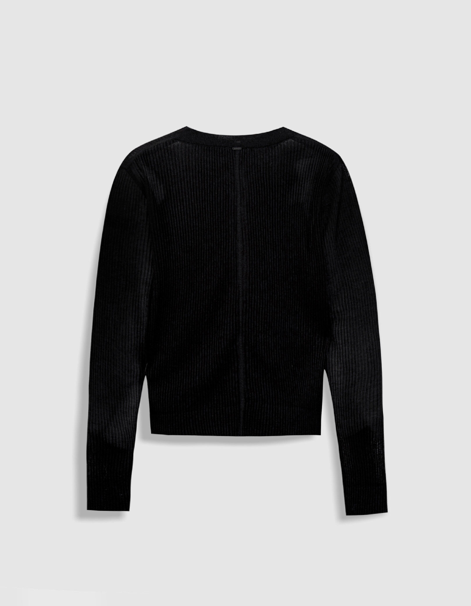 Cardigan manches longues noir maille plissée Femme