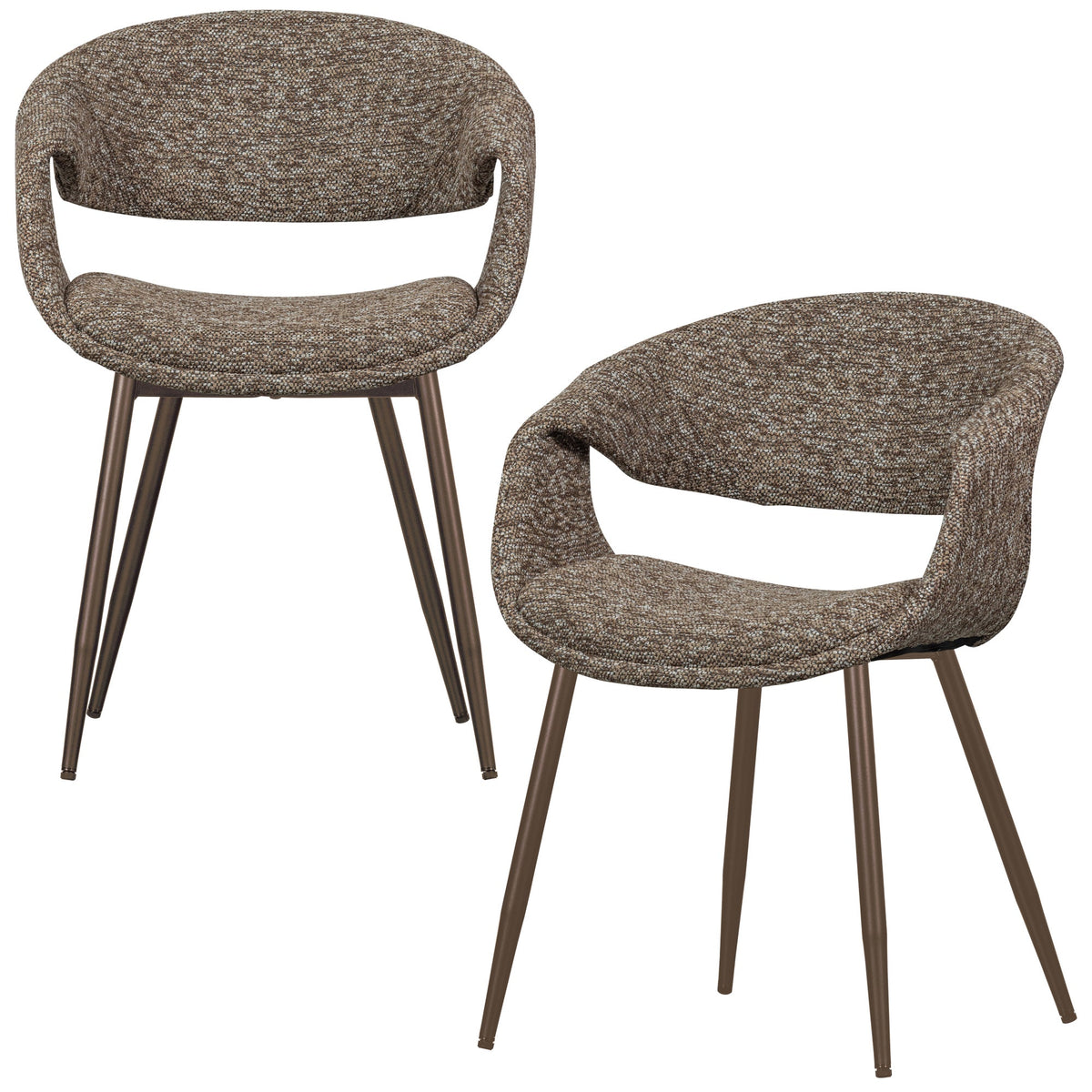 WOOOD eetkamerstoelen metalen koper poot Yossi - Bruin - Set van 2