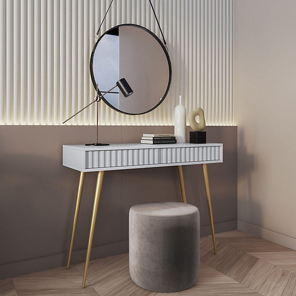 Coiffeuse 2 tiroirs blanc 104 cm BELLO