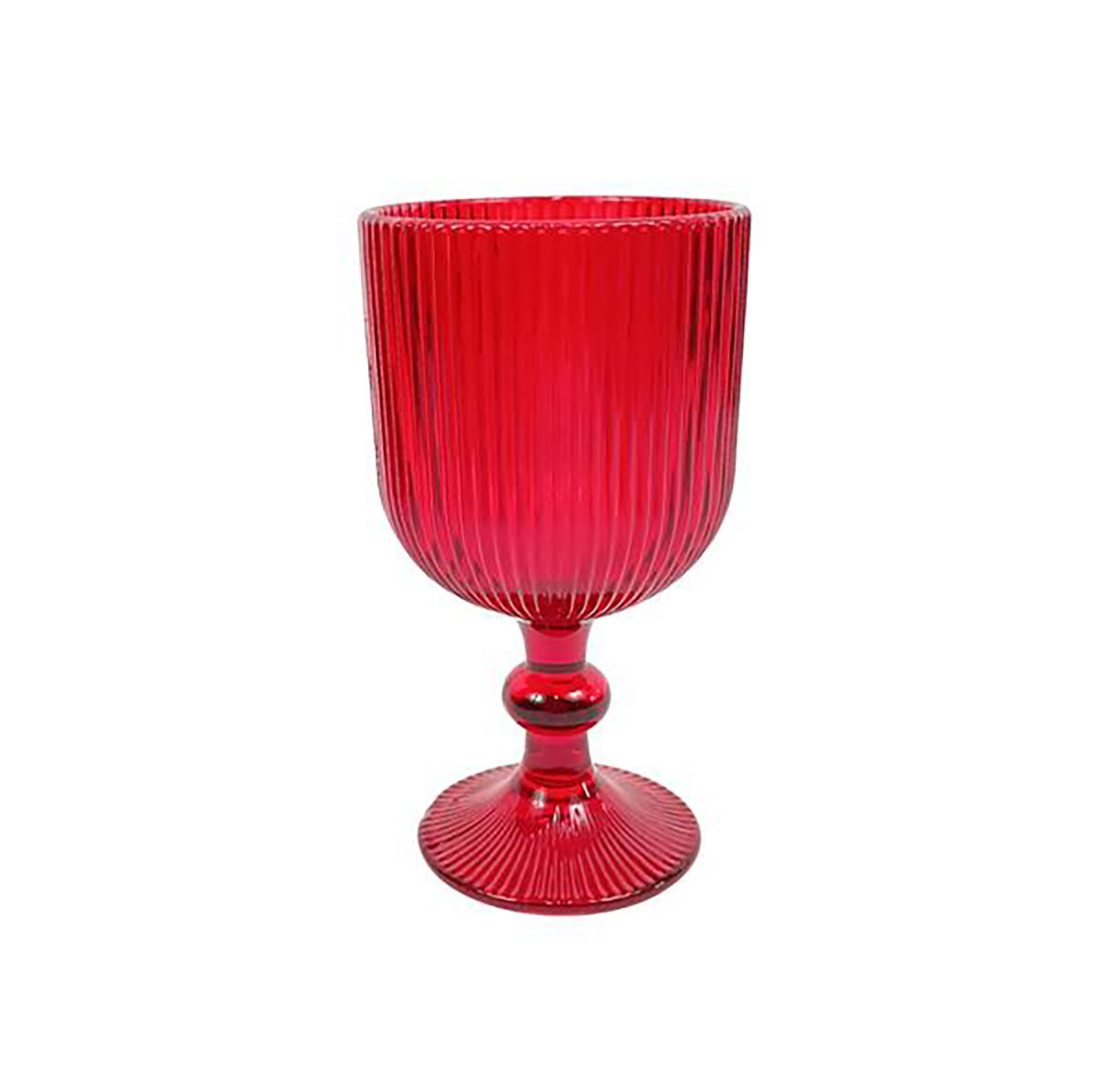 Conjunto de 6 copos de água com pé vermelho &agrave;s riscas 37cl