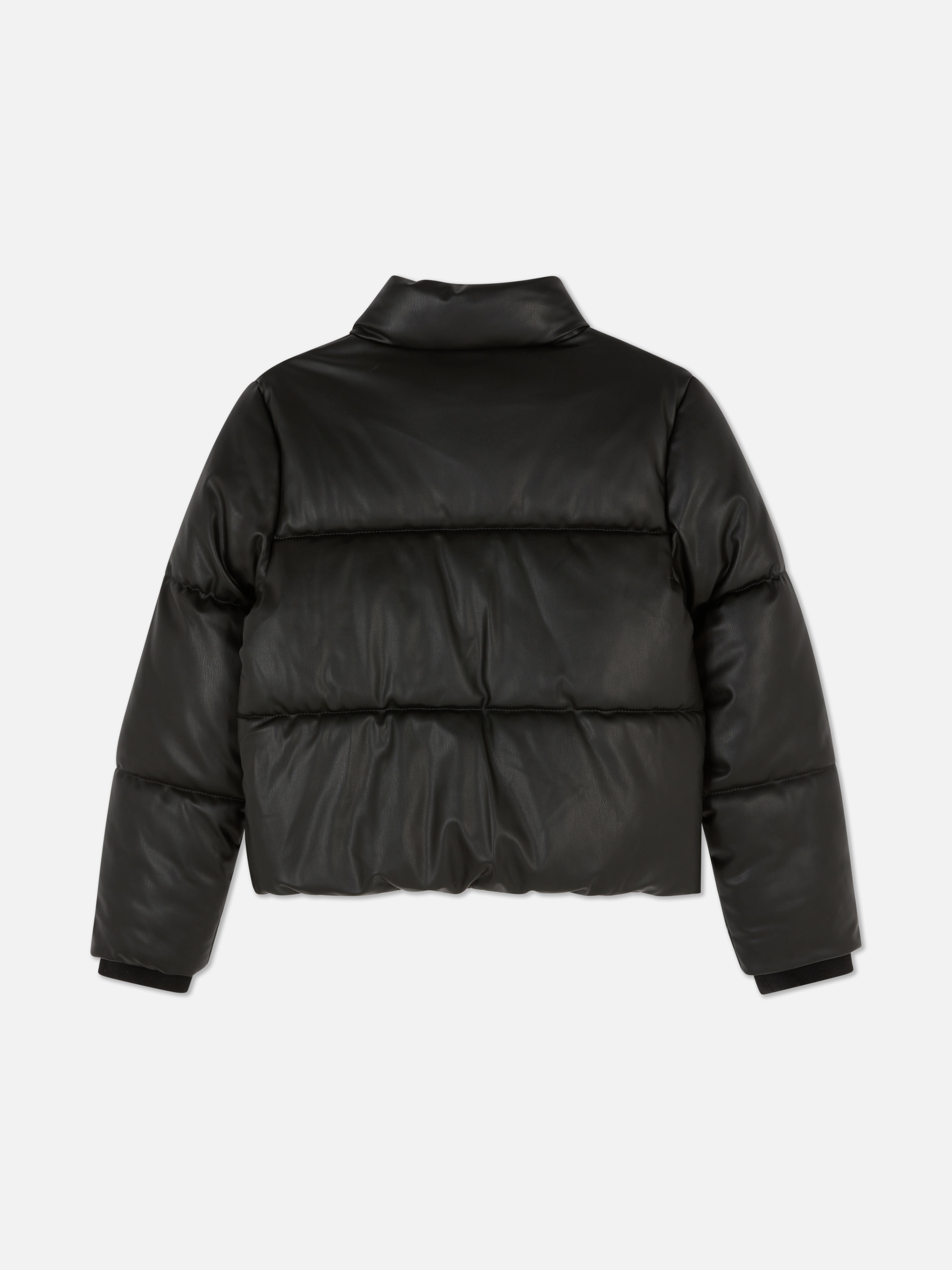 7-15yrs | Faux Leather Puffer Jacket