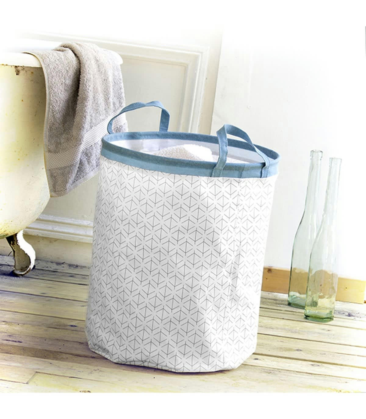 - Panier haut 2 poignées - Hauteur 48cm - Blanc