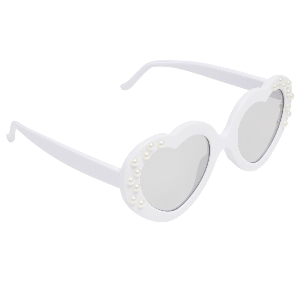 Lunettes soleil femme forme coeur blanc avec perles