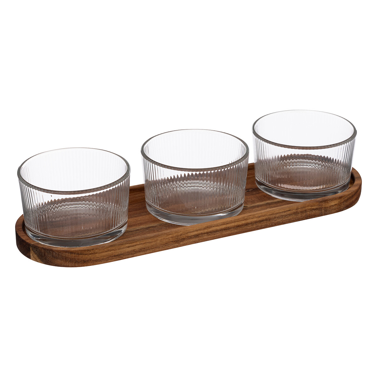 Conjunto de 3 taças nala para aperitivos com tábua