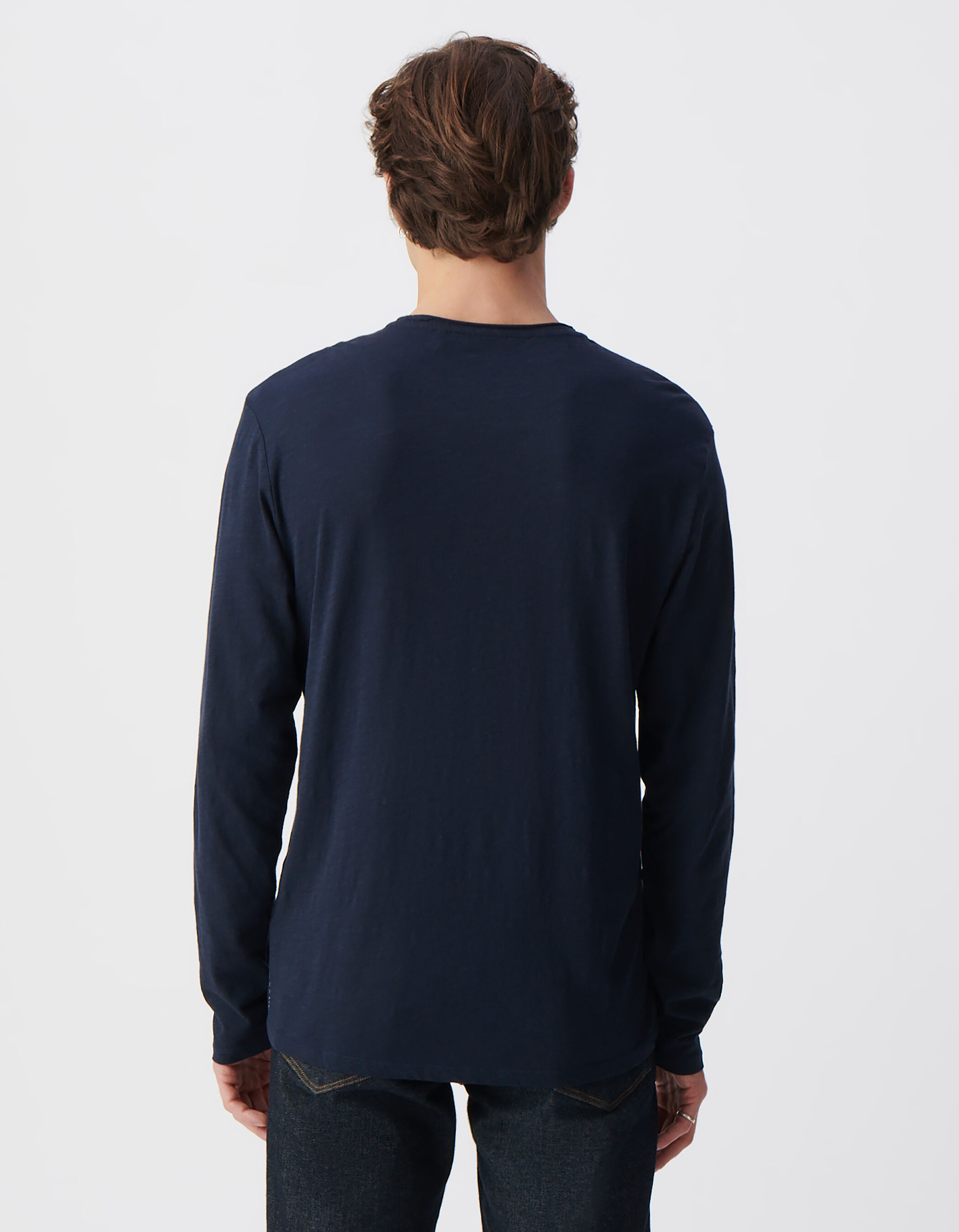 T-shirt L'Essentiel marine col rond à manches longues Homme