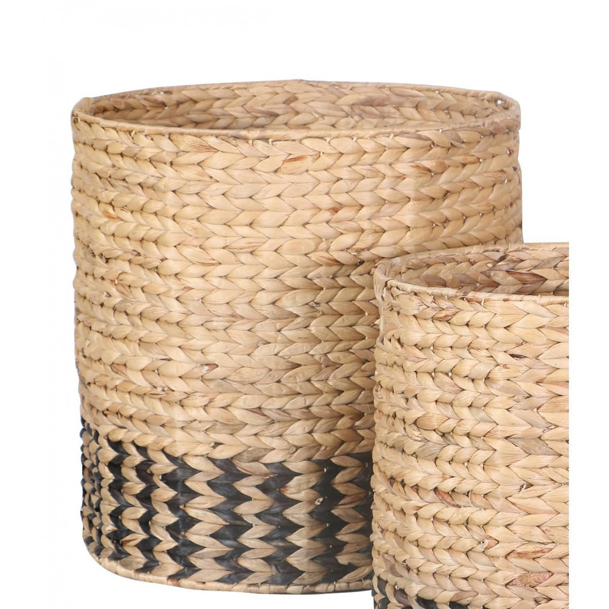 JACINTHE - Paniers ronds tressés en jacinthe d'eau H35/40/45cm - Lot de 3