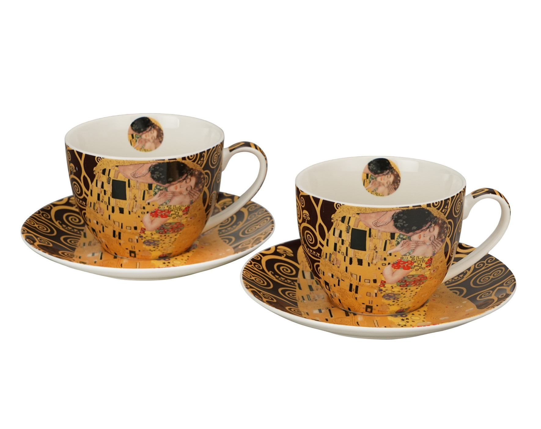 Komplet 2 Filiżanek Klimt "The Kiss" Porcelana w pudełku prezentowym 250 ml