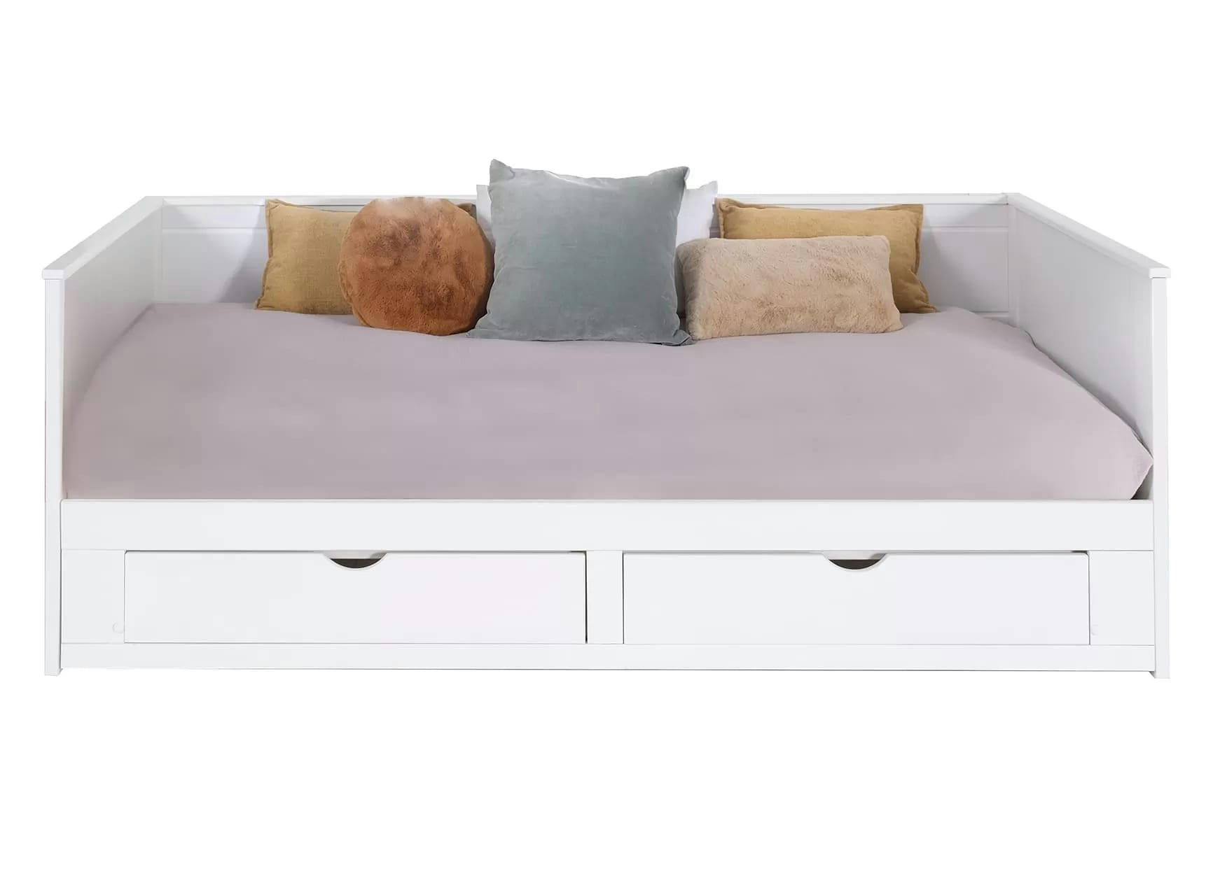 MIHO - Lit banquette extensible 90x200 Blanc