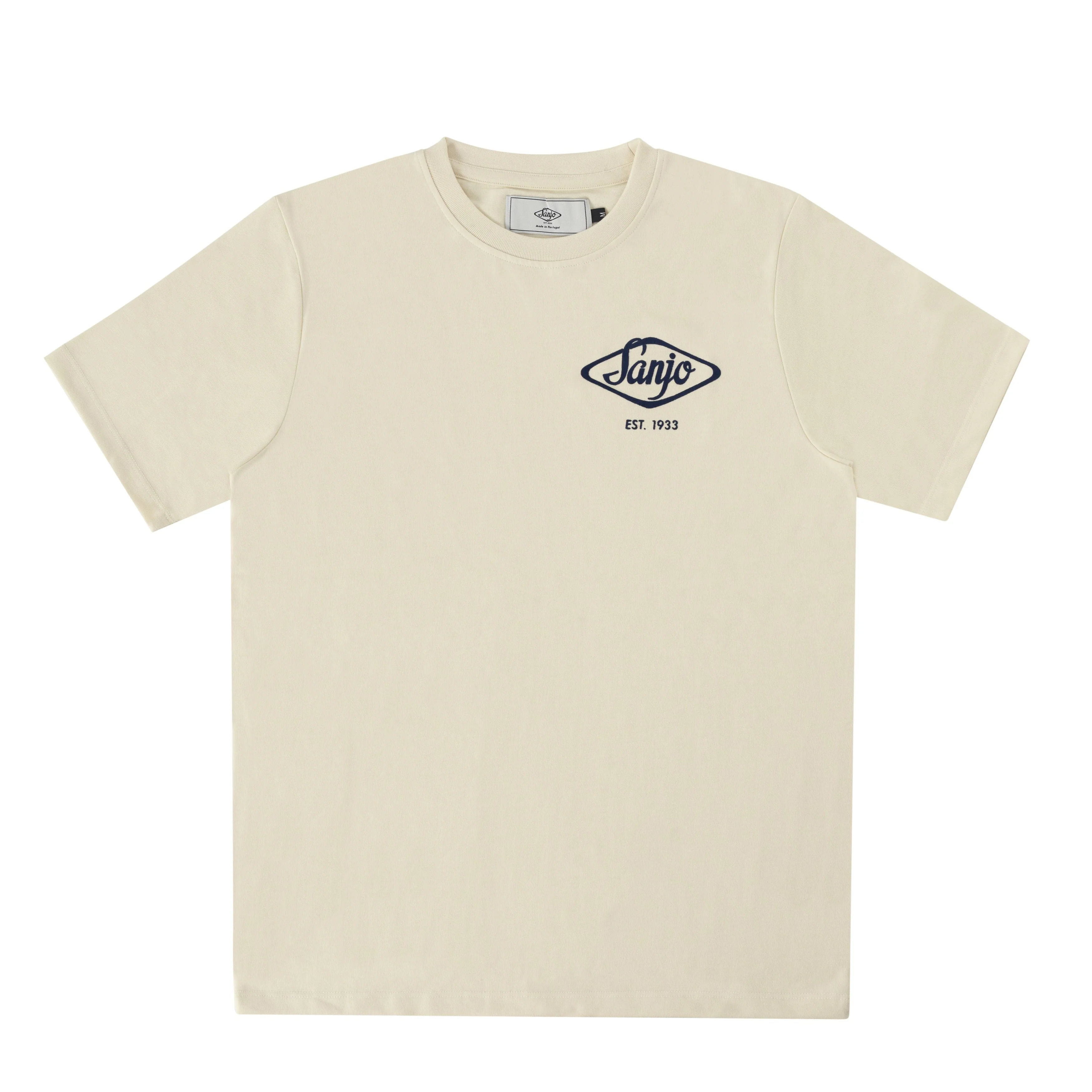 Sanjo Flocked Logo T-shirt //  Ecru