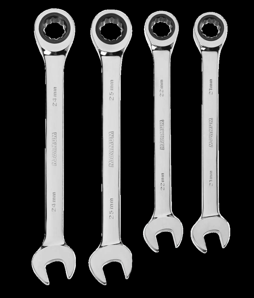 MAXIMUM Professional Grade Extra-Large Ratcheting Wrench Set, 4-pc, Metric