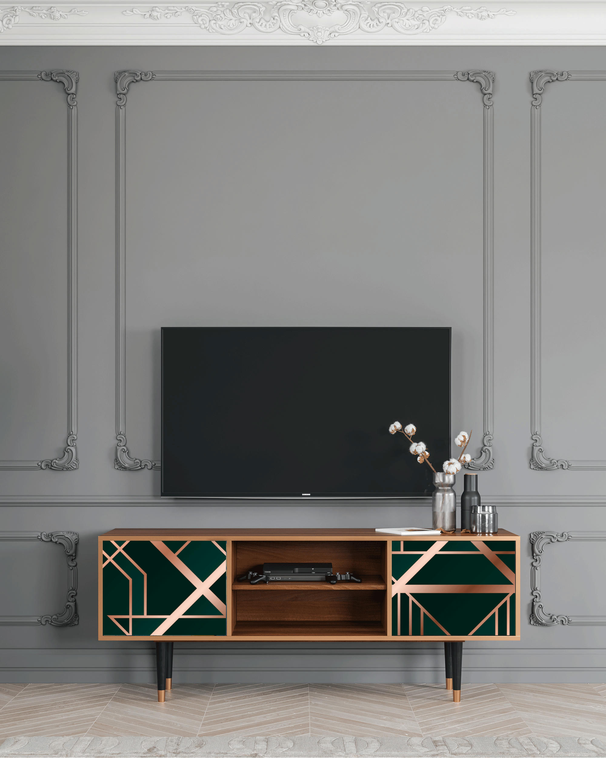EMERALD GATSBY - Meuble TV  vert 2 portes L 170 cm