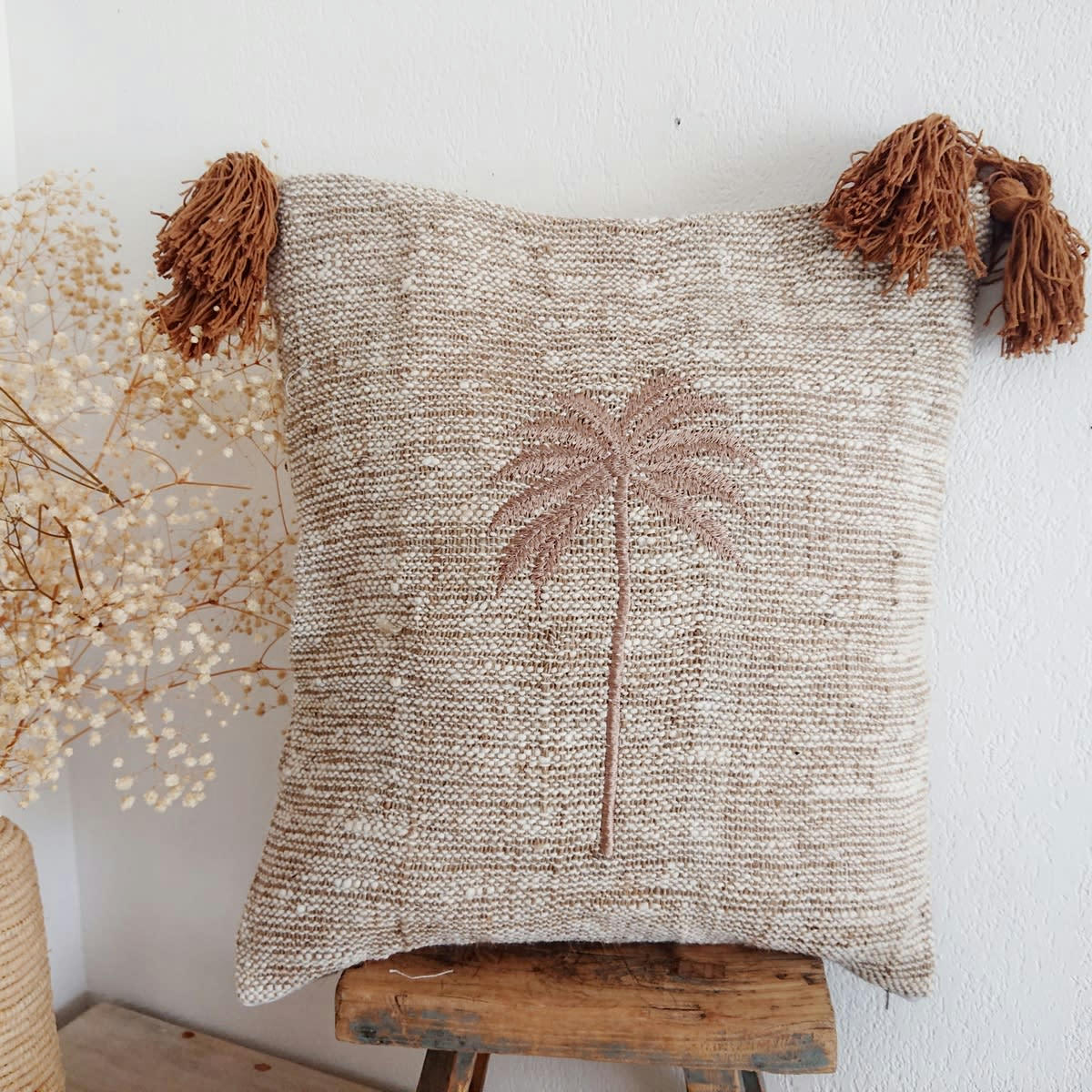 Baggy - Housse de coussin avec broderie, beige 45x45cm