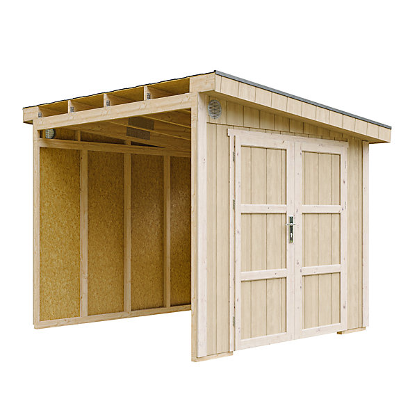 Abri de Jardin Qualité Premium 5,9 m² - H231x248x294 cm - Sans plancher eparoi latérale M938B - Timbela