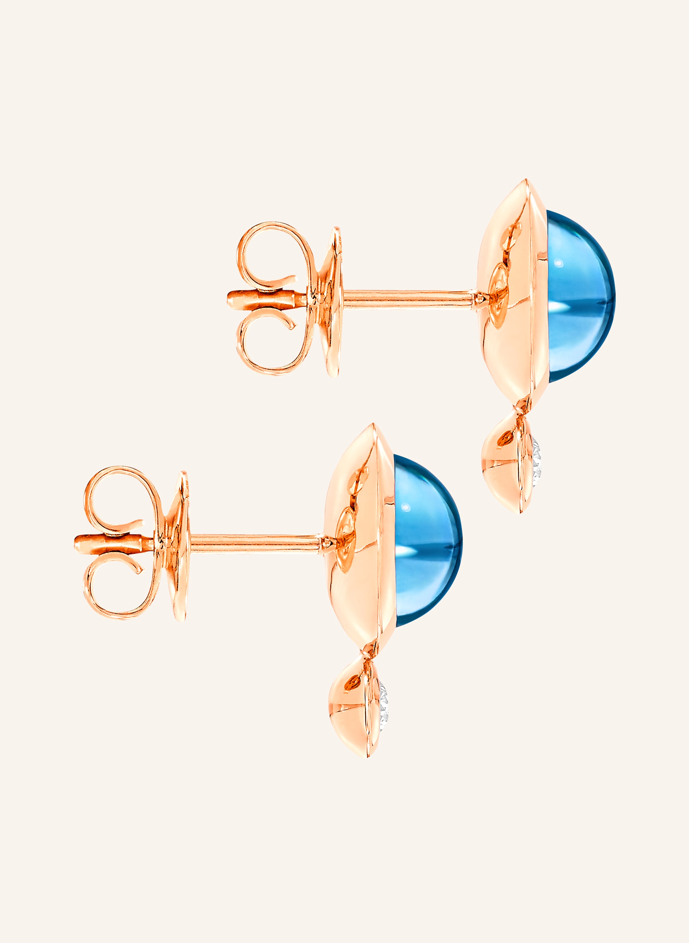 TAMARA COMOLLI Ohrstecker OHRSTECKER BOUTON SWISS TOPAZ / CLASSIC aus 18 Karat Roségold Swiss Topas
