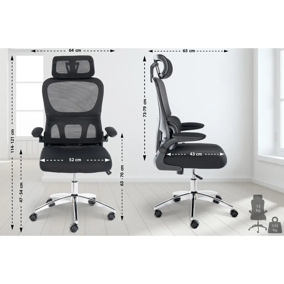 CLP Bureaustoel Overton chroom Frame - Stof - zwart