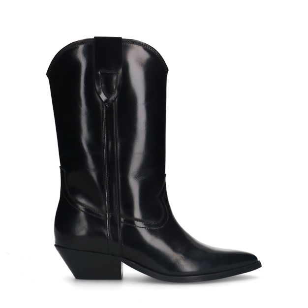 Zwarte leren cowboylaarsjes