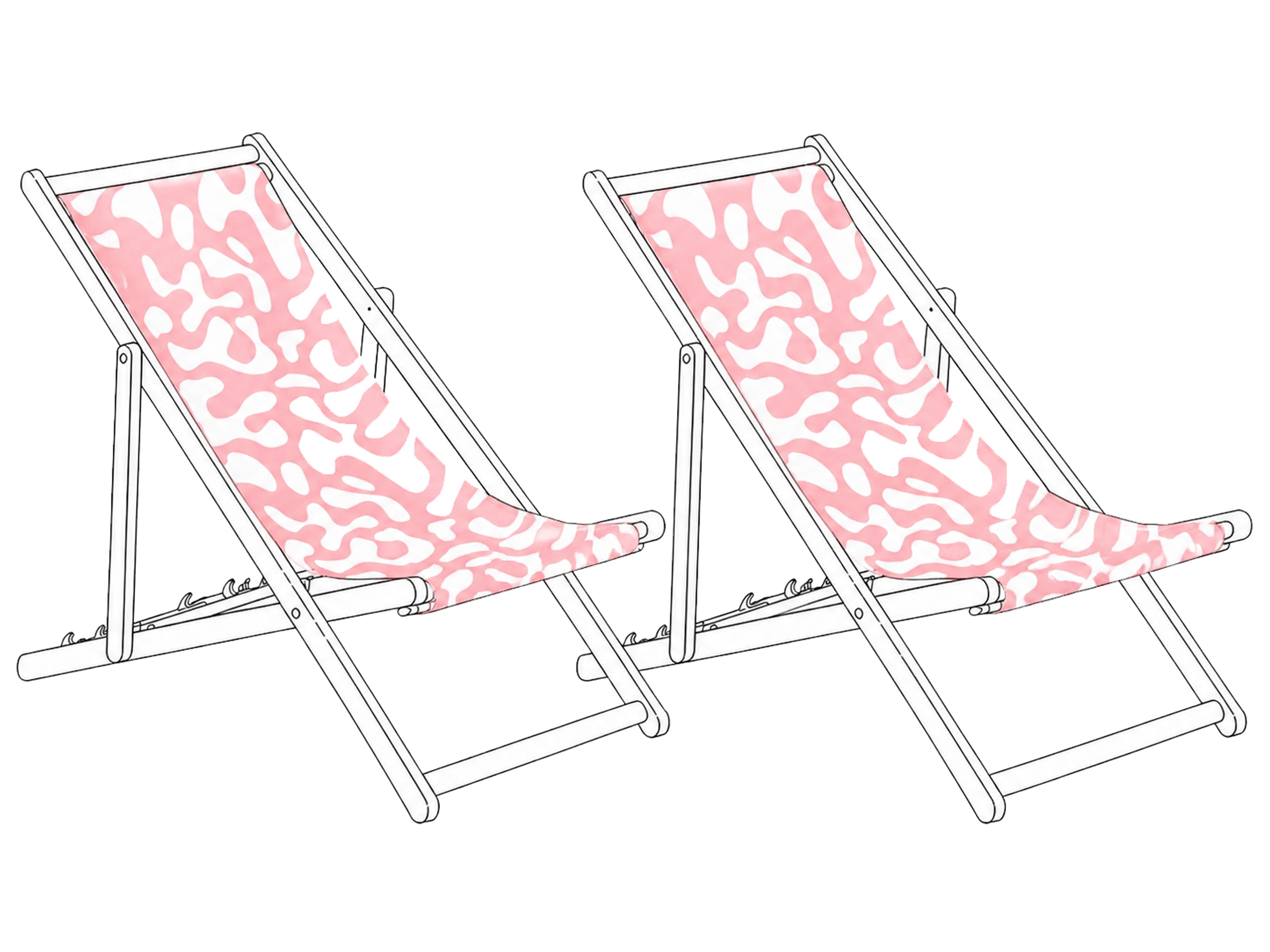 Set of 2 Sun Lounger Replacement Fabrics ANZIO/AVELLINO 113 x 44 cm Pink