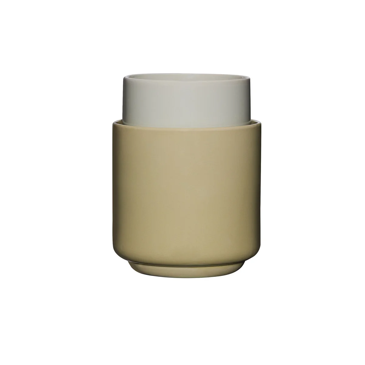Hübsch Interior - Deux Steintöpfe, hellgrün / sand (2er-Set)