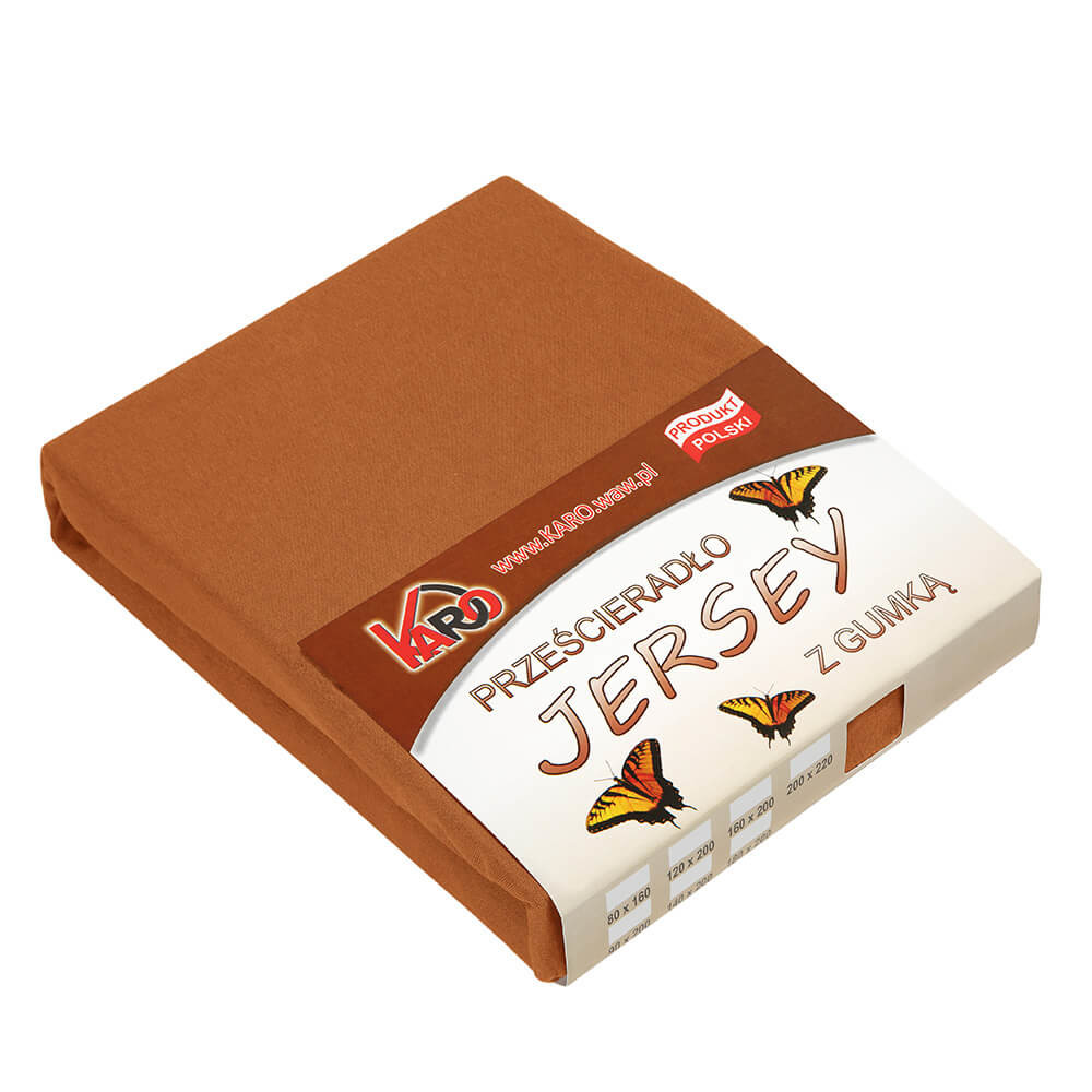 Prześcieradło jersey z gumką 90x200 brązowe 040 150g/m2 KARO